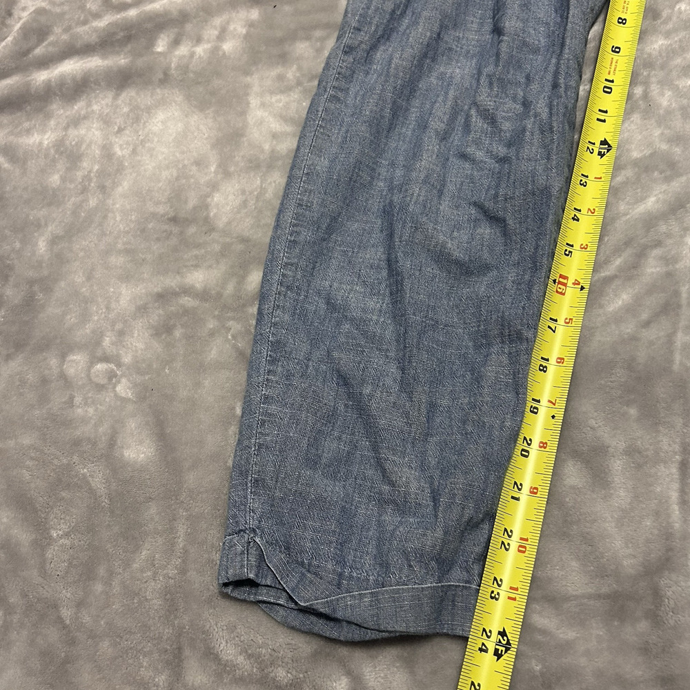 J. Crew Pants Chambray Pull on Drawstring Ankle Size 6 resort vacation boho - Picture 6 of 7